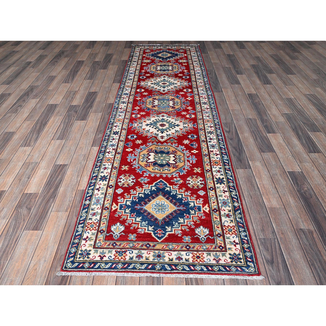 2'10" x 9'7" New Hand Knotted Red Wool Runner Oriental Rug - MOA102457