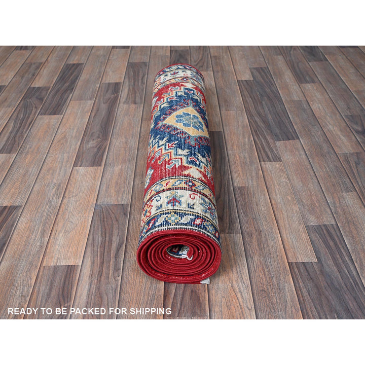 2'10" x 9'7" New Hand Knotted Red Wool Runner Oriental Rug - MOA102457