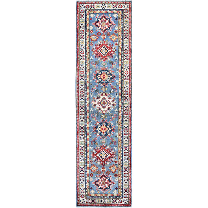 2'7" x 9'9" New Hand Knotted Blue Wool Runner Oriental Rug - MOA102458