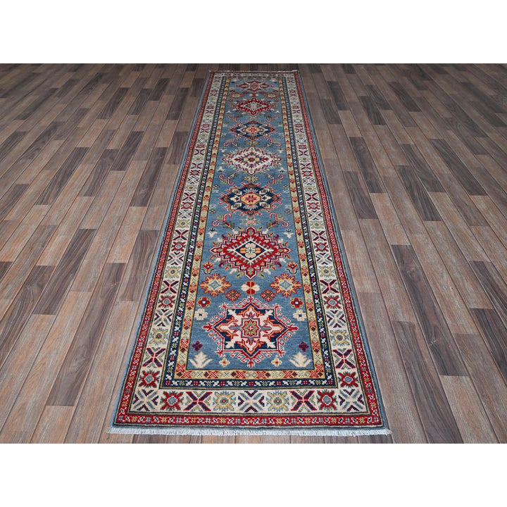2'7" x 9'9" New Hand Knotted Blue Wool Runner Oriental Rug - MOA102458