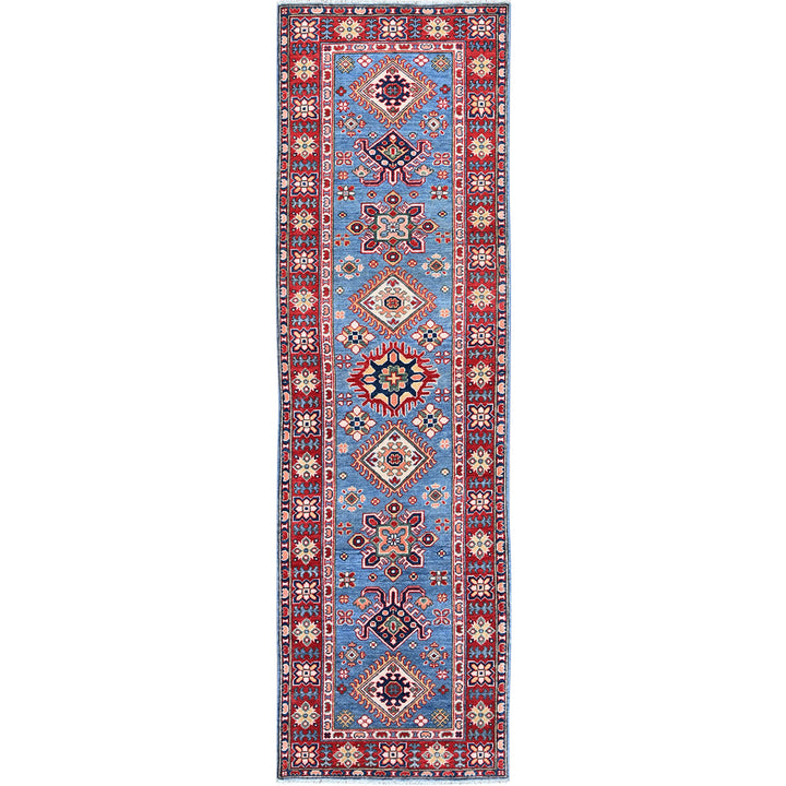 2'9" x 9'6" New Hand Knotted Blue Wool Runner Oriental Rug - MOA102459