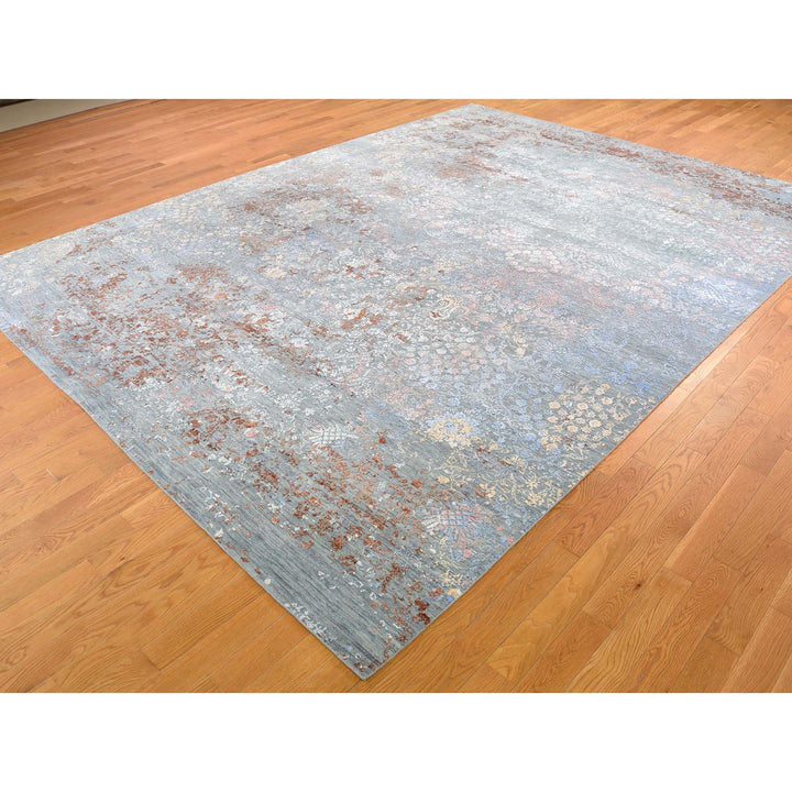 9'0" x 12'1" New Hand Knotted Blue Cotton Rectangle Oriental Rug - MOA10246082