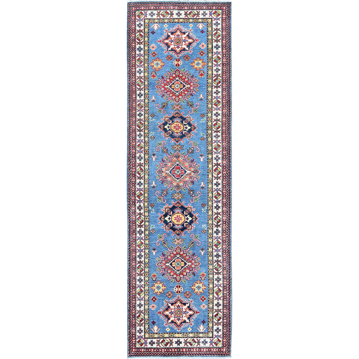 2'10" x 9'7" New Hand Knotted Blue Wool Runner Oriental Rug - MOA102460