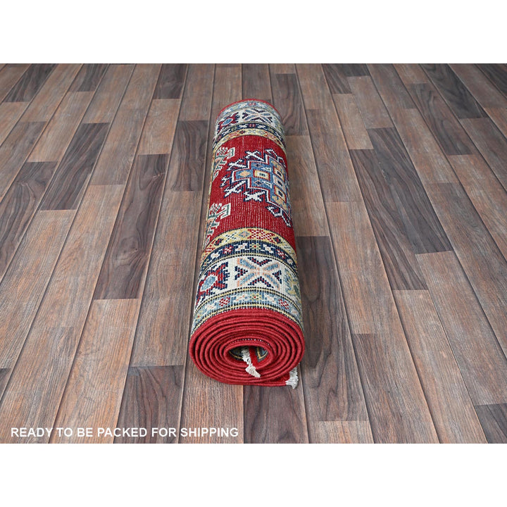 2'8" x 9'6" New Hand Knotted Red Wool Runner Oriental Rug - MOA102463