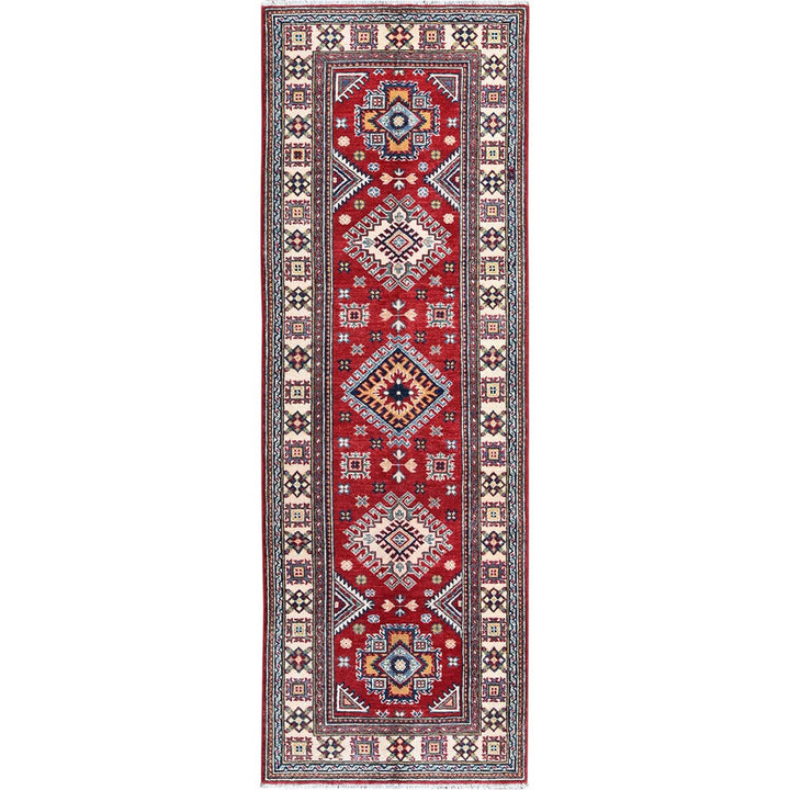 2'6" x 7'9" New Hand Knotted Red Wool Runner Oriental Rug - MOA102464