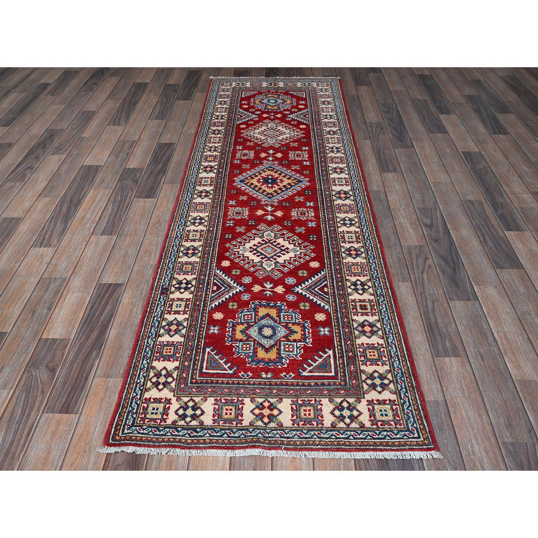 2'6" x 7'9" New Hand Knotted Red Wool Runner Oriental Rug - MOA102464