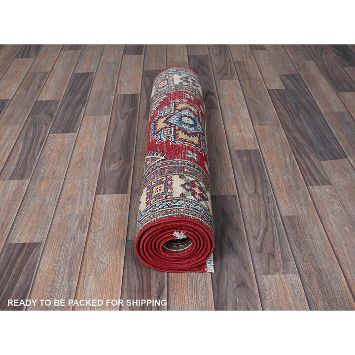 2'6" x 7'9" New Hand Knotted Red Wool Runner Oriental Rug - MOA102464