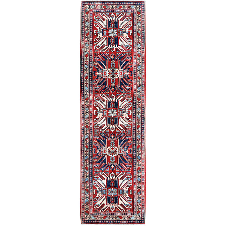 2'9" x 9'10" New Hand Knotted Red Wool Runner Oriental Rug - MOA102466