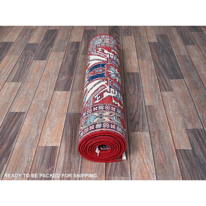2'9" x 9'10" New Hand Knotted Red Wool Runner Oriental Rug - MOA102466