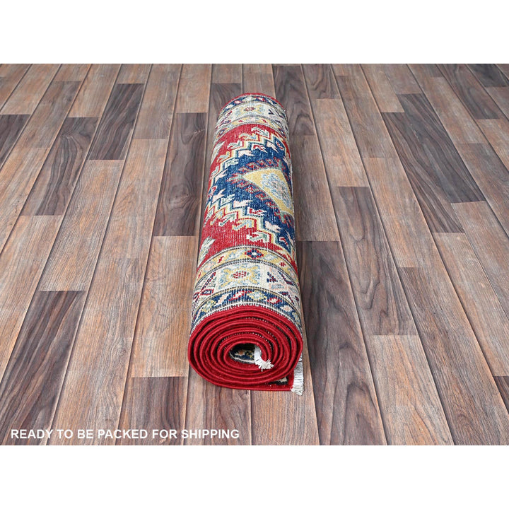 2'7" x 8'1" New Hand Knotted Red Wool Runner Oriental Rug - MOA102468