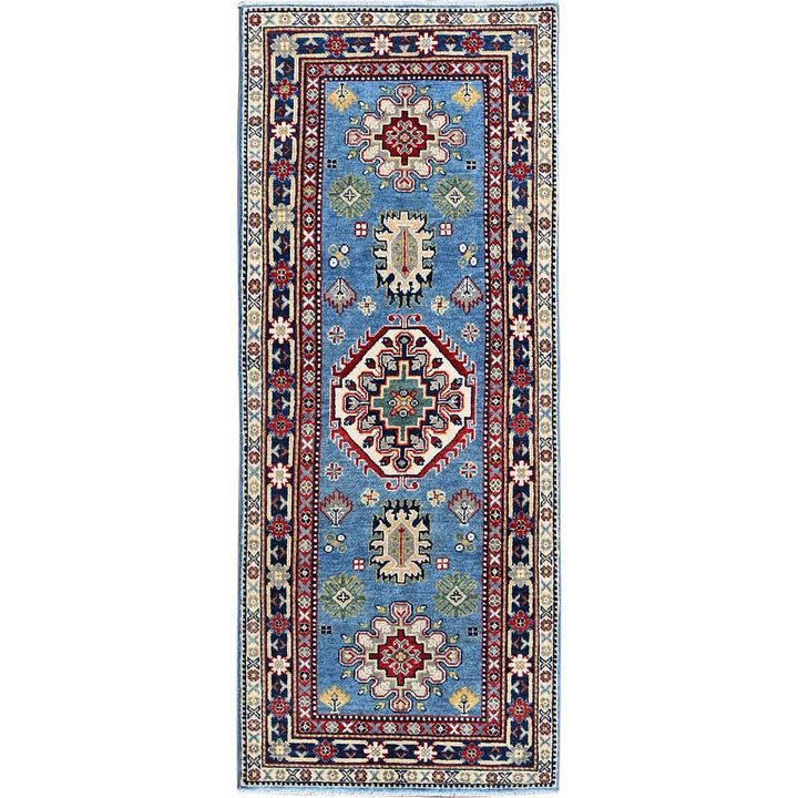 2'8" x 6'8" New Hand Knotted Blue Wool Runner Oriental Rug - MOA102469