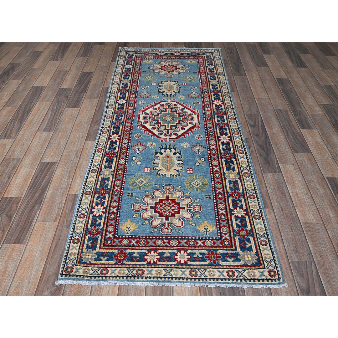 2'8" x 6'8" New Hand Knotted Blue Wool Runner Oriental Rug - MOA102469