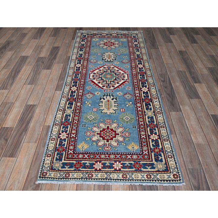 2'8" x 6'8" New Hand Knotted Blue Wool Runner Oriental Rug - MOA102469