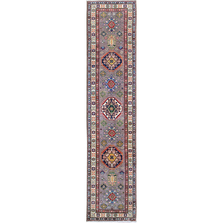 2'9" x 12'6" New Hand Knotted Grey Wool Runner Oriental Rug - MOA102472