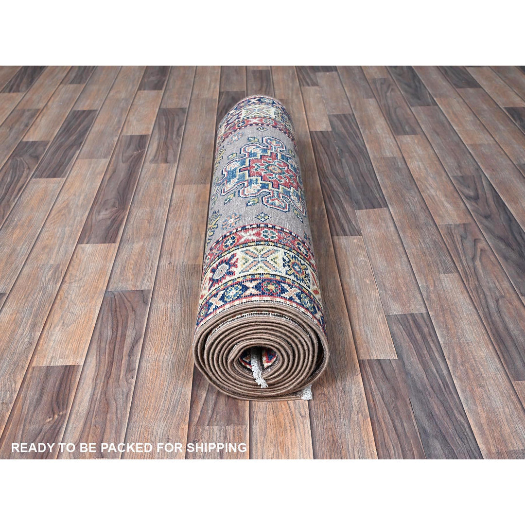 2'9" x 12'6" New Hand Knotted Grey Wool Runner Oriental Rug - MOA102472