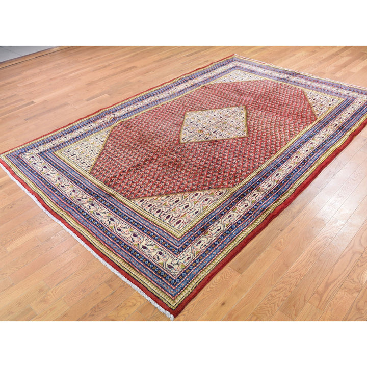 6'7" x 10'2" New Hand Knotted Red Wool Rectangle Oriental Rug - MOA10247424