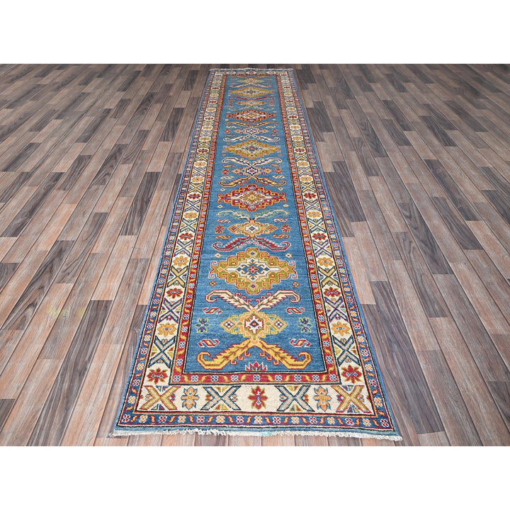 2'9" x 11'2" New Hand Knotted Blue Wool Runner Oriental Rug - MOA102475