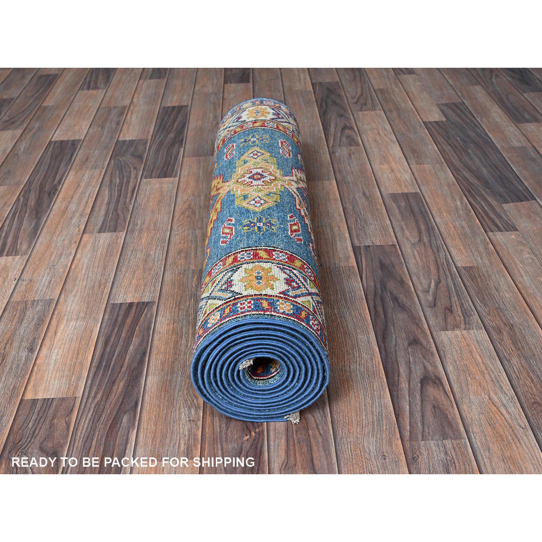 2'9" x 11'2" New Hand Knotted Blue Wool Runner Oriental Rug - MOA102475