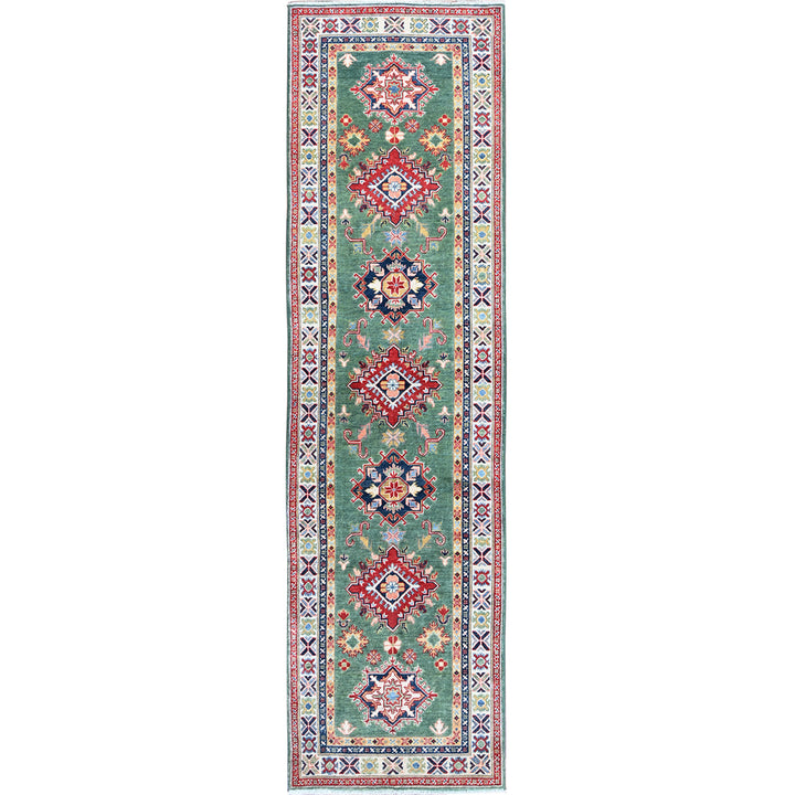 2'8" x 9'10" New Hand Knotted Green Wool Runner Oriental Rug - MOA102476