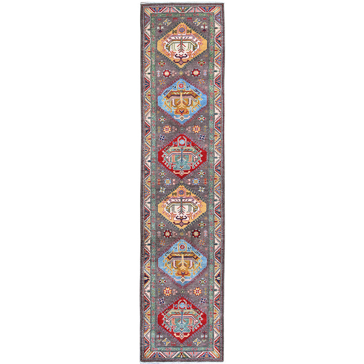 2'8" x 12'0" New Hand Knotted Grey Wool Runner Oriental Rug - MOA102477