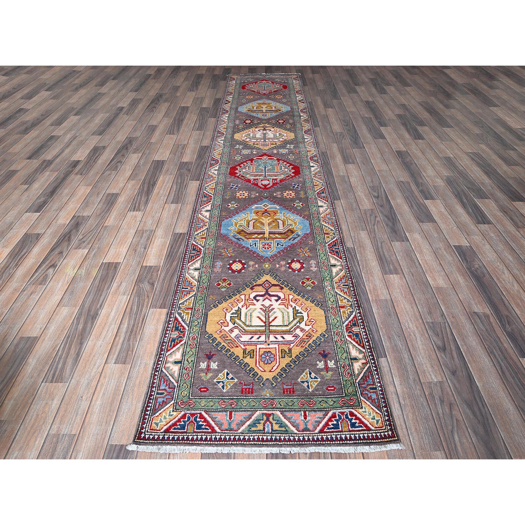 2'8" x 12'0" New Hand Knotted Grey Wool Runner Oriental Rug - MOA102477