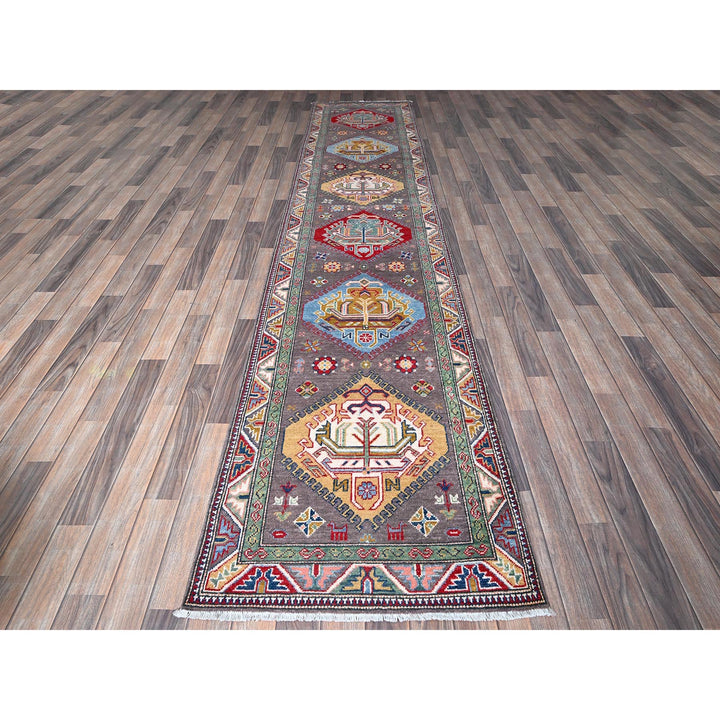 2'8" x 12'0" New Hand Knotted Grey Wool Runner Oriental Rug - MOA102477