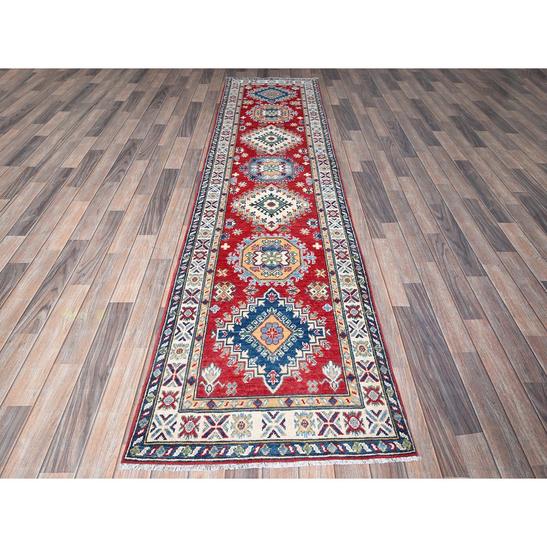 2'7" x 10'0" New Hand Knotted Red Wool Runner Oriental Rug - MOA102481