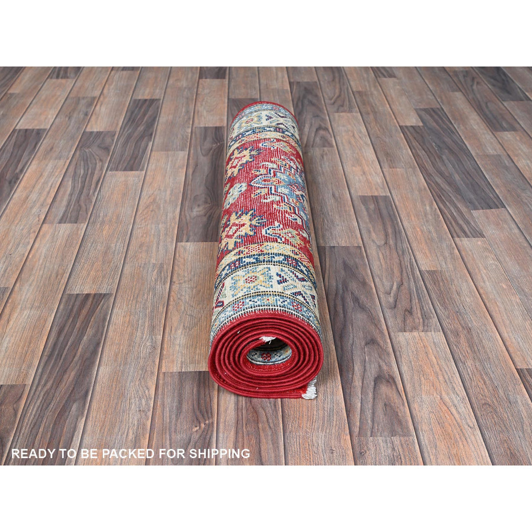 2'8" x 8'1" New Hand Knotted Red Wool Runner Oriental Rug - MOA102482