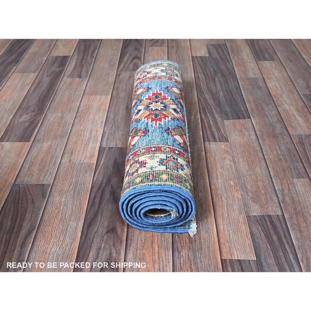 2'0" x 6'0" New Hand Knotted Blue Wool Runner Oriental Rug - MOA102483