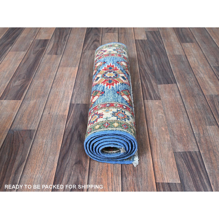 2'0" x 6'0" New Hand Knotted Blue Wool Runner Oriental Rug - MOA102483