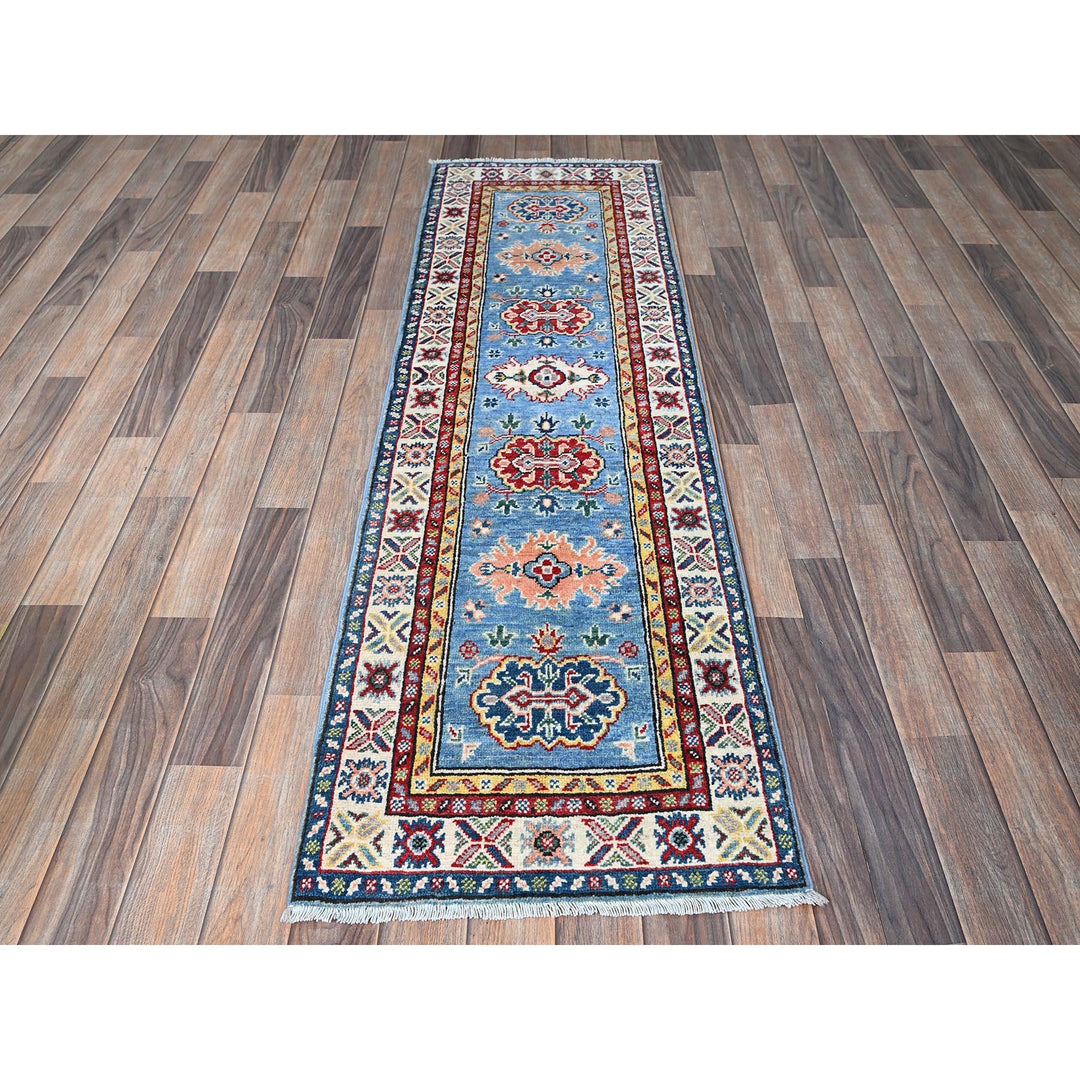 1'11" x 6'6" New Hand Knotted Blue Wool Runner Oriental Rug - MOA102484