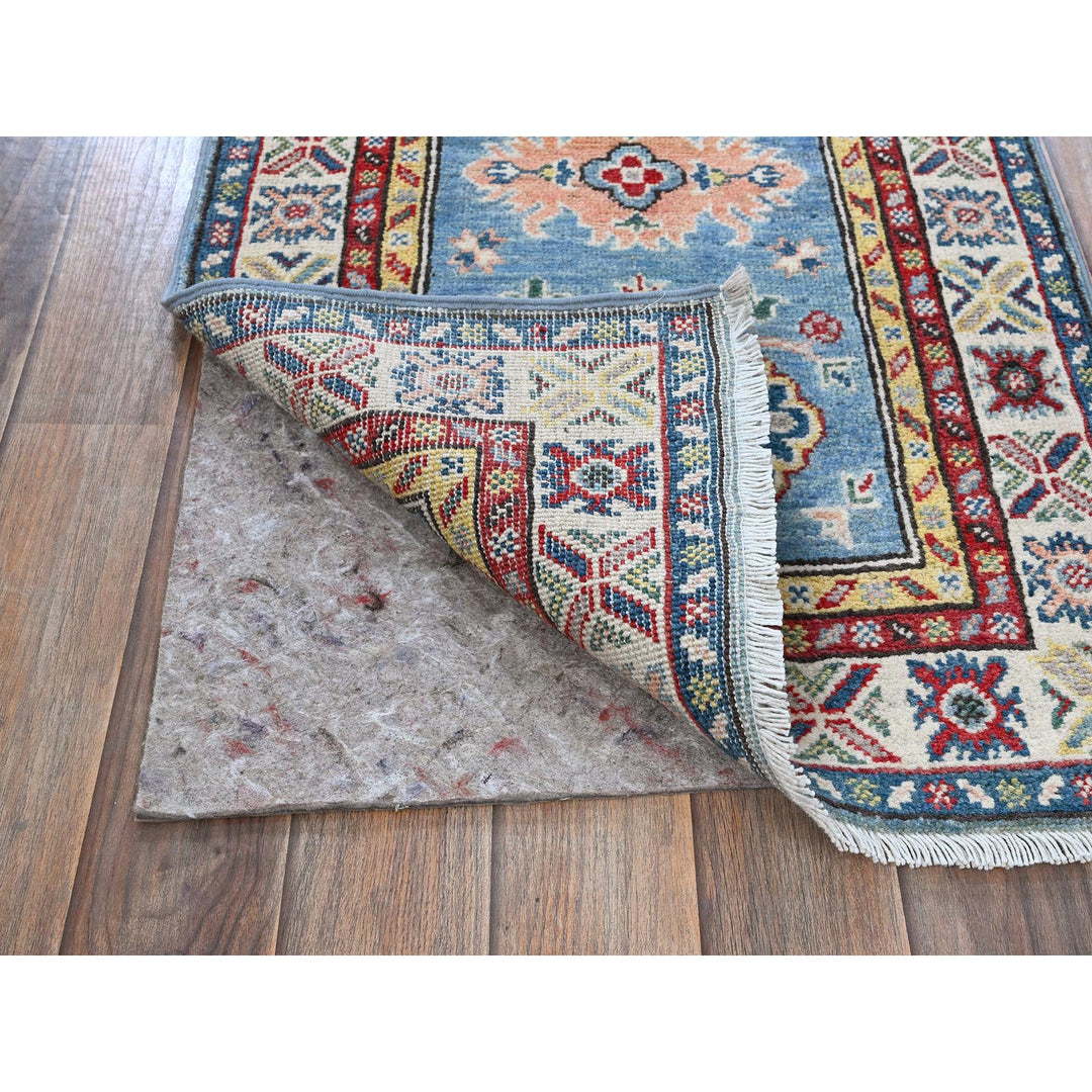 1'11" x 6'6" New Hand Knotted Blue Wool Runner Oriental Rug - MOA102484