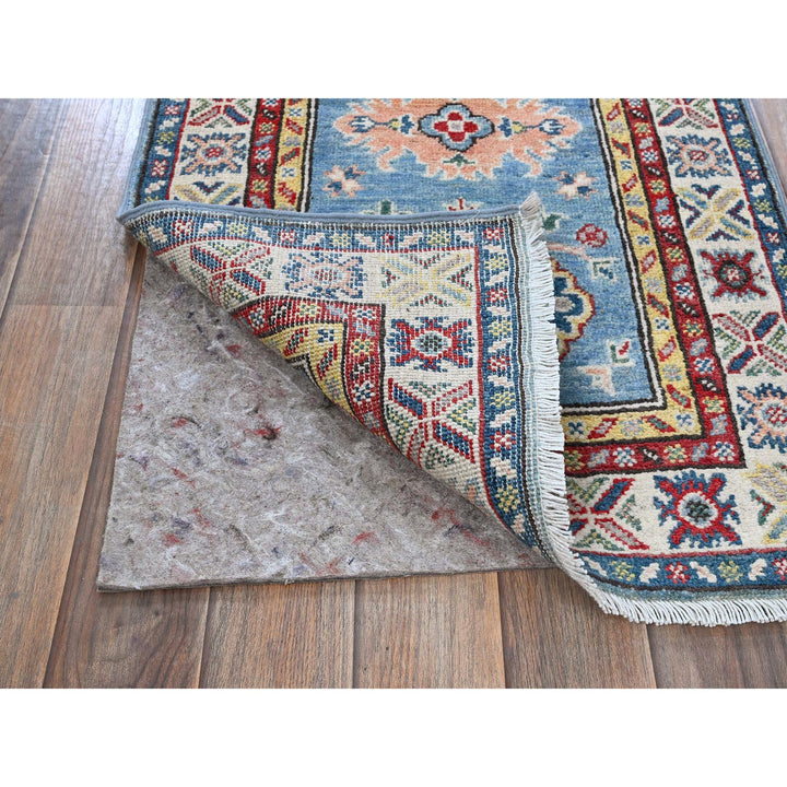 1'11" x 6'6" New Hand Knotted Blue Wool Runner Oriental Rug - MOA102484