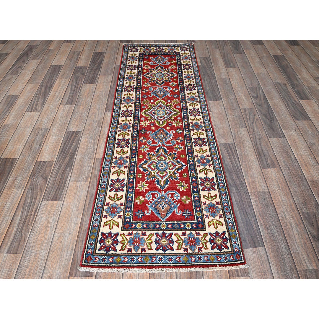 1'11" x 6'2" New Hand Knotted Red Wool Runner Oriental Rug - MOA102485
