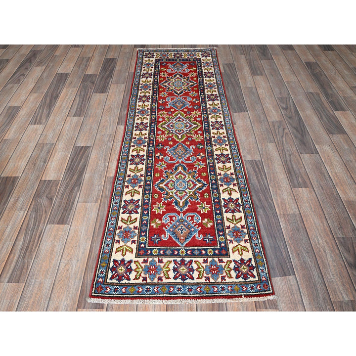 1'11" x 6'2" New Hand Knotted Red Wool Runner Oriental Rug - MOA102485
