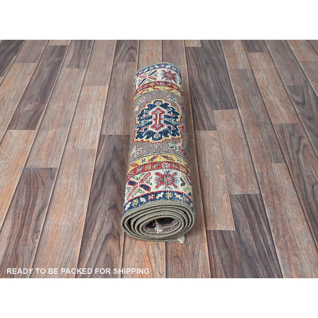 2'0" x 6'5" New Hand Knotted Grey Wool Runner Oriental Rug - MOA102486