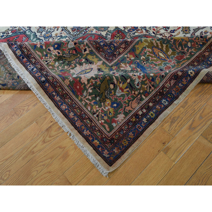 12'2" x 18'8" Vintage Hand Knotted Ivory Wool Rectangle Oriental Rug - MOA10248703