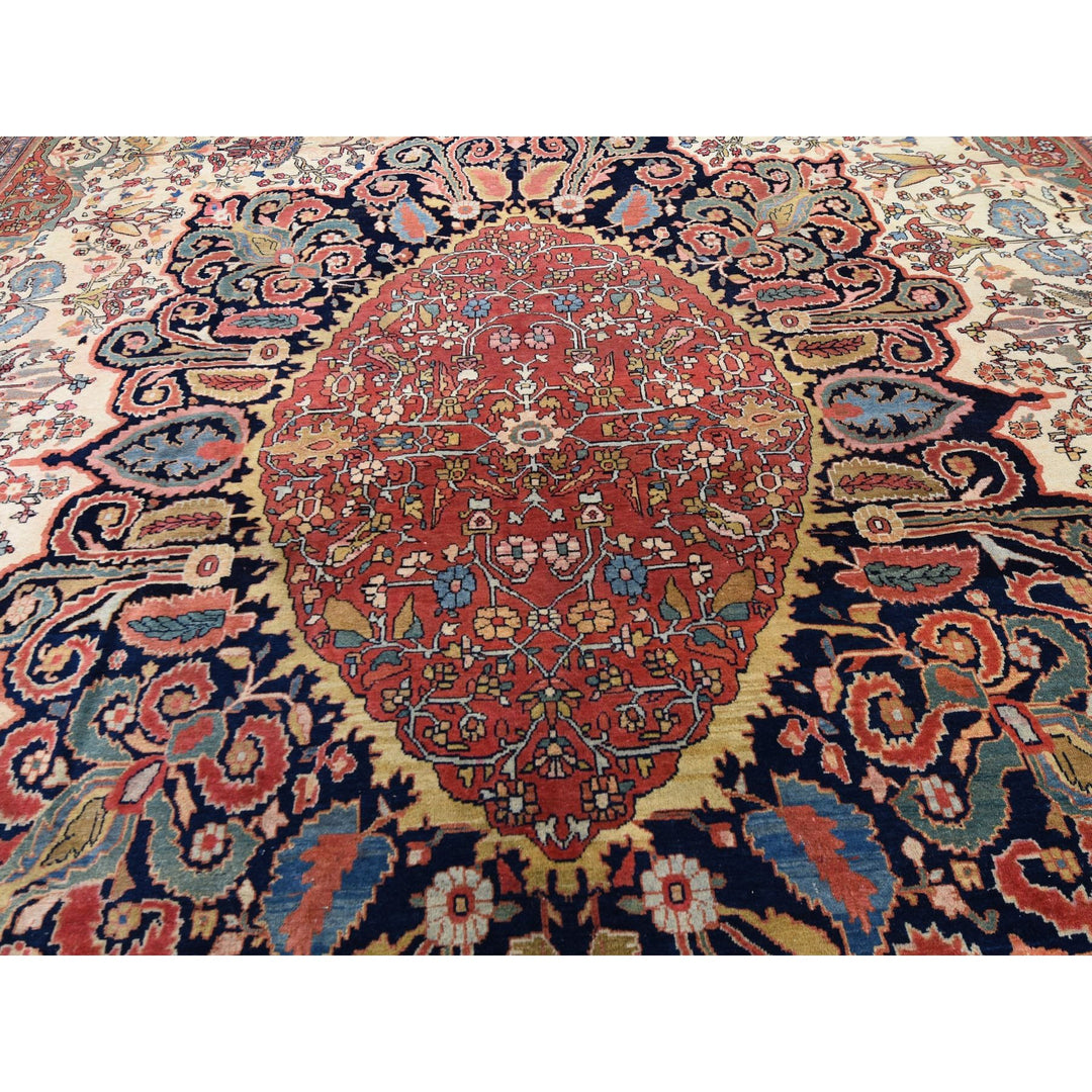 12'2" x 18'8" Vintage Hand Knotted Ivory Wool Rectangle Oriental Rug - MOA10248703