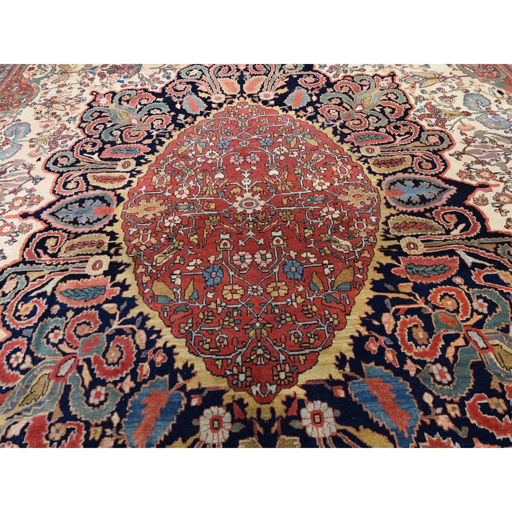12'2" x 18'8" Vintage Hand Knotted Ivory Wool Rectangle Oriental Rug - MOA10248703