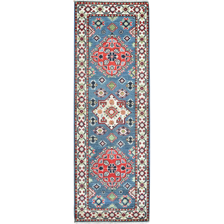 2'1" x 6'1" New Hand Knotted Blue Wool Runner Oriental Rug - MOA102487