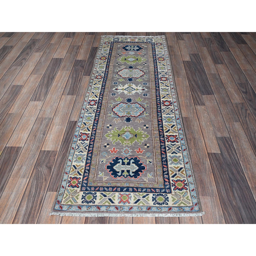 2'1" x 5'10" New Hand Knotted Grey Wool Runner Oriental Rug - MOA102489