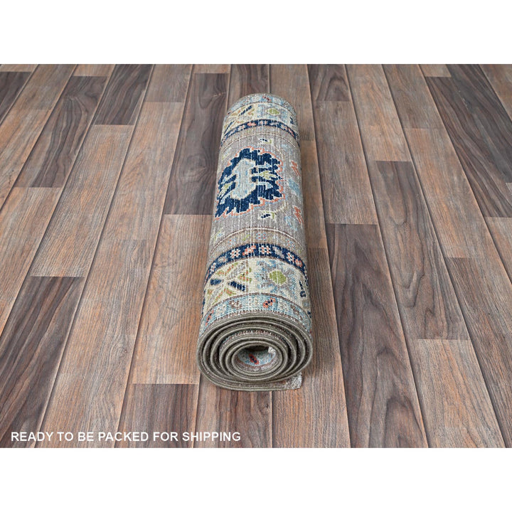 2'1" x 5'10" New Hand Knotted Grey Wool Runner Oriental Rug - MOA102489