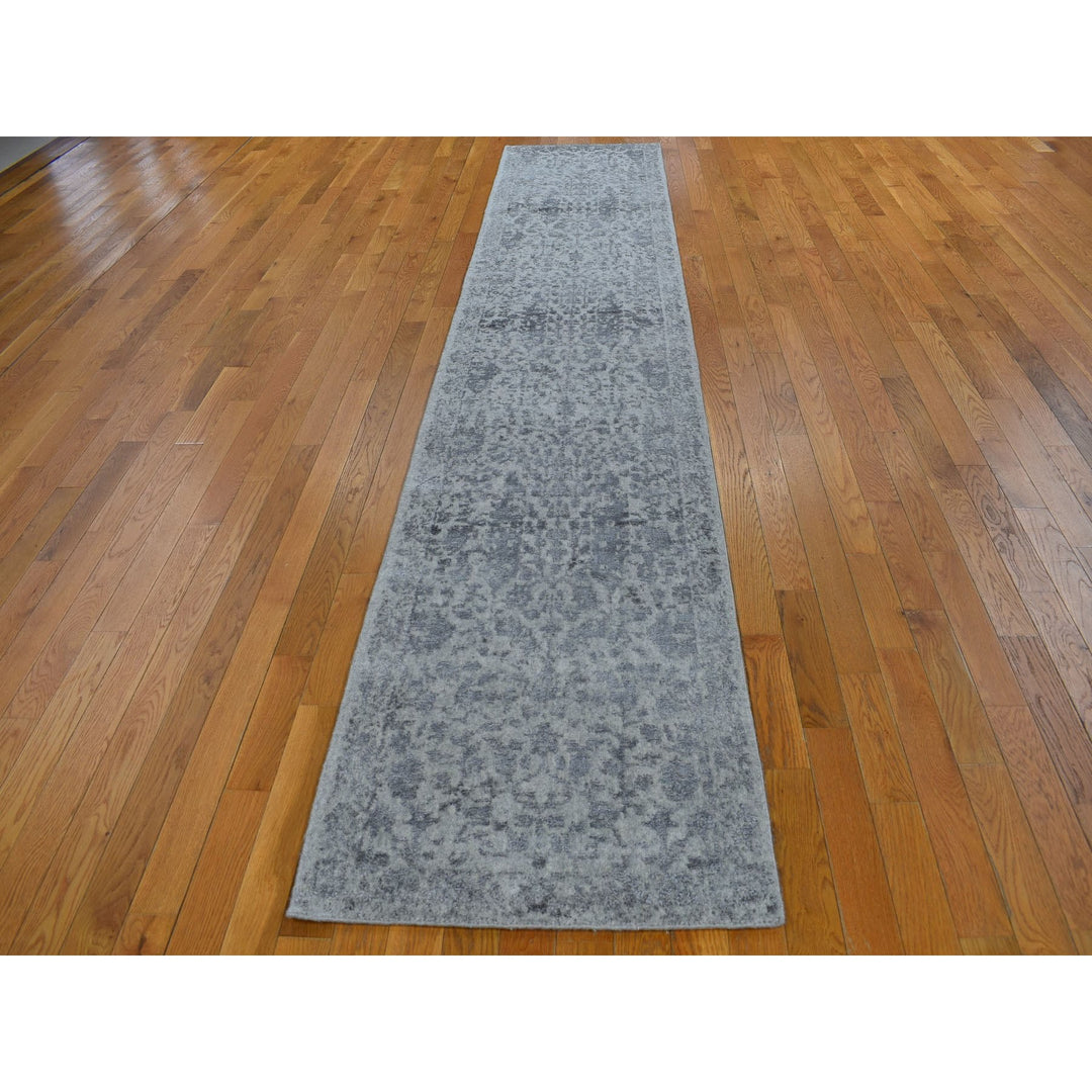 2'6" x 12'0" New Hand Loomed Grey Cotton Runner Oriental Rug - MOA10249162