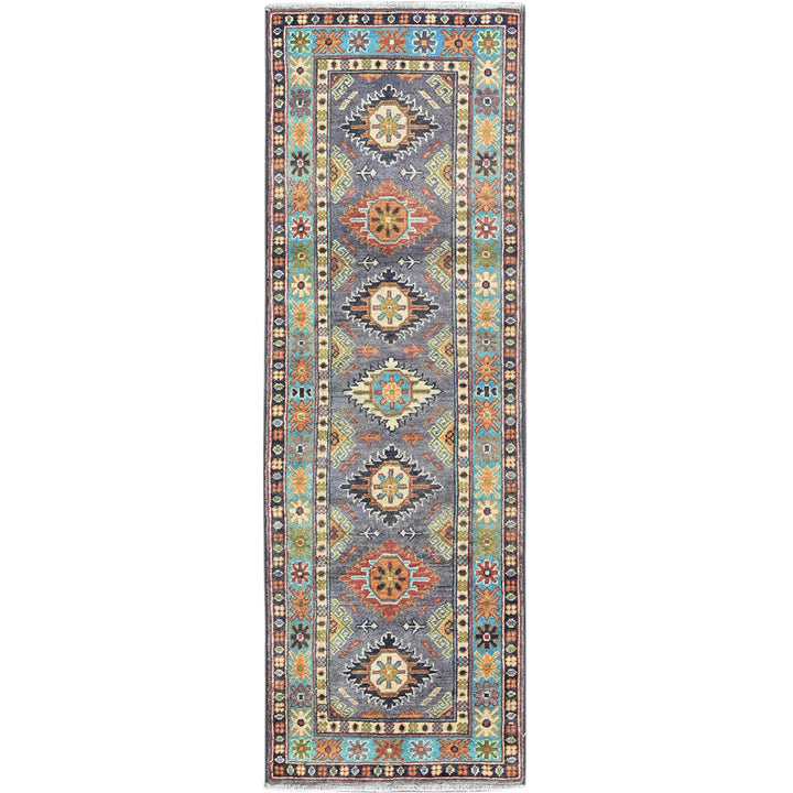 1'10" x 5'9" New Hand Knotted Grey Wool Runner Oriental Rug - MOA102491