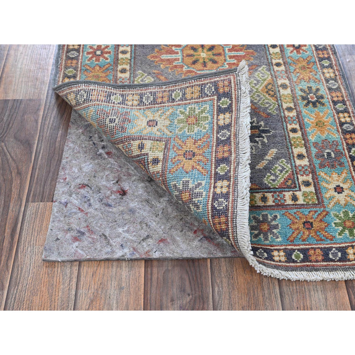 1'10" x 5'9" New Hand Knotted Grey Wool Runner Oriental Rug - MOA102491