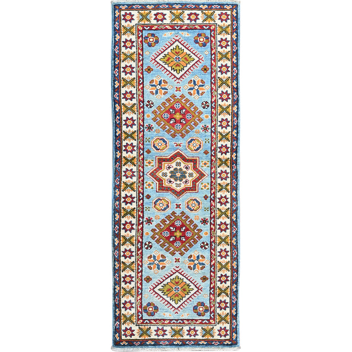 2'1" x 5'9" New Hand Knotted Blue Wool Runner Oriental Rug - MOA102492
