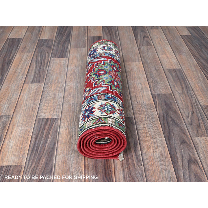 2'1" x 6'0" New Hand Knotted Red Wool Runner Oriental Rug - MOA102494