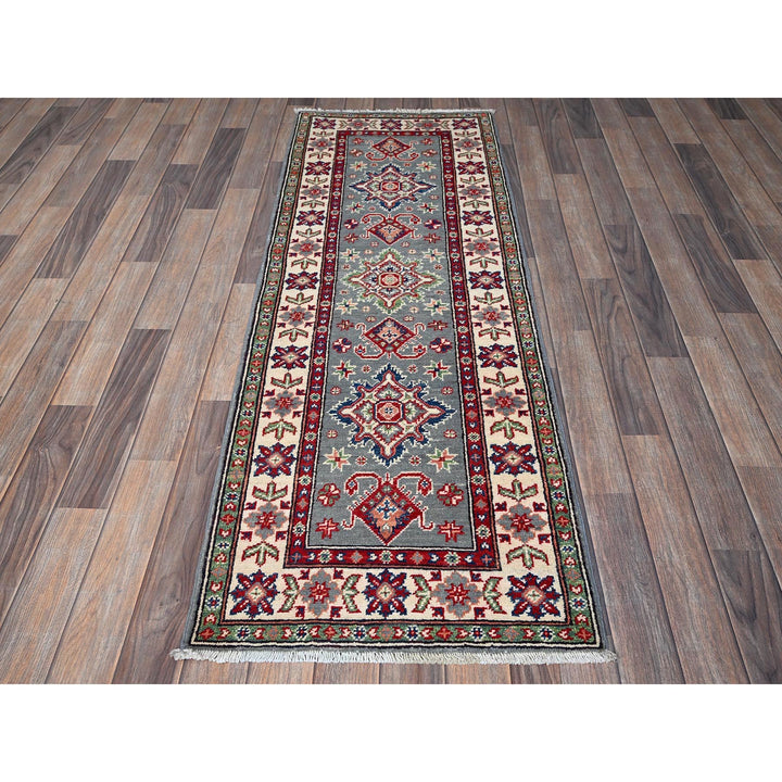 2'2" x 5'11" New Hand Knotted Grey Wool Runner Oriental Rug - MOA102498