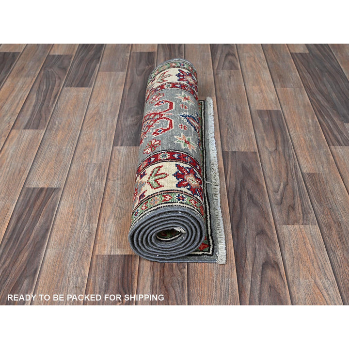 2'2" x 5'11" New Hand Knotted Grey Wool Runner Oriental Rug - MOA102498