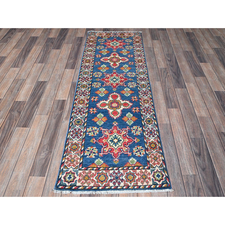 1'11" x 5'9" New Hand Knotted Blue Wool Runner Oriental Rug - MOA102499